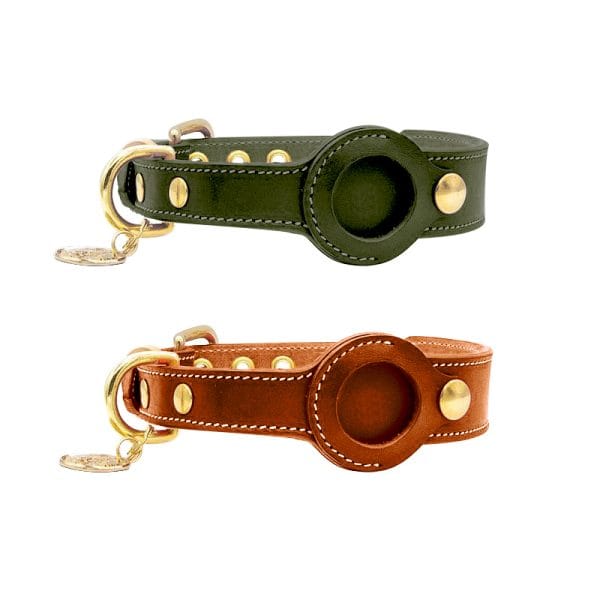 Airtag Dog Collar Holder And Leash Set Leather Strong Airtag Dog Collar