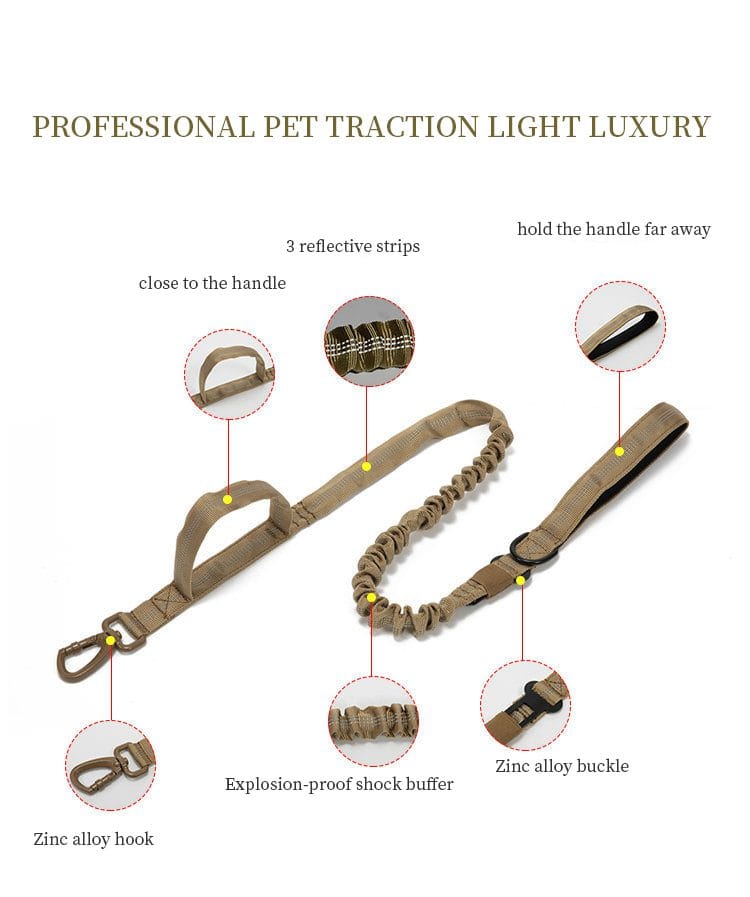 Retractable Dog Leash Reflective Nylon Outdoor Military Pet Light Leash